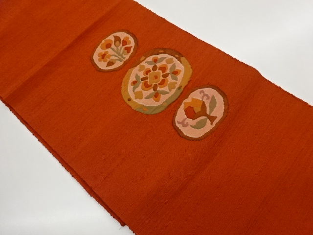 JAPANESE NAGOYA OBI / TSUMUGI / WOVEN FLORAL PLANTS
